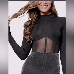 GORGLITTER Women's
Mesh Long Sleeve Tee
Crop Top Mock Neck